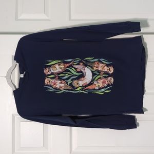 Adorable otter long sleeve tee, navy 🦦💙